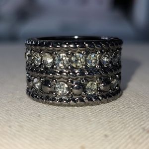 Dark silver with diamonds 8.5 Ring